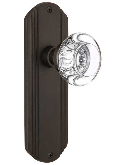 Streamline Deco Door Set with Round Crystal Glass Knobs in Oil-Rubbed Bronze.